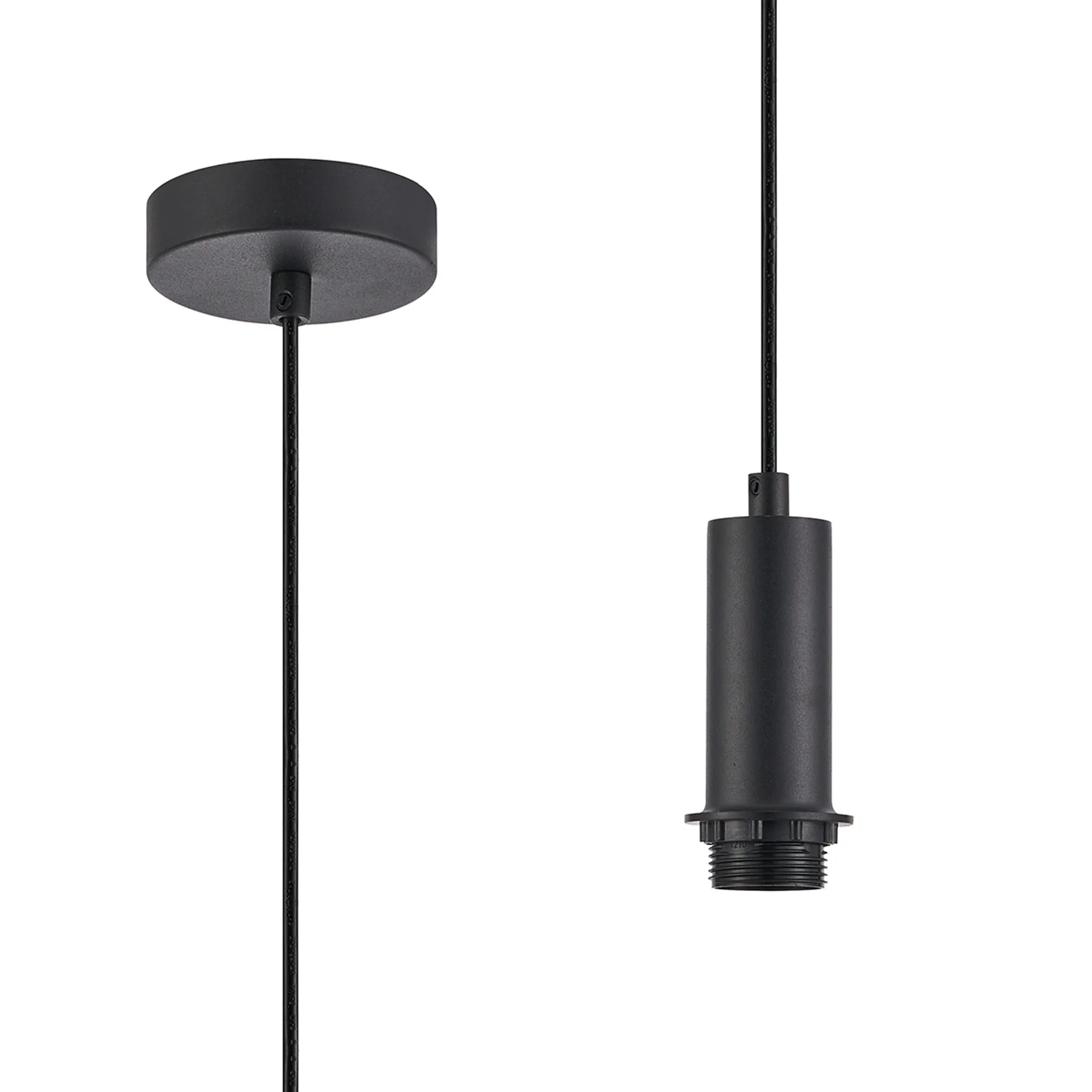 D1020BL  Wick 1.7m 1 Light Pendant, 1 x E27, Satin Black